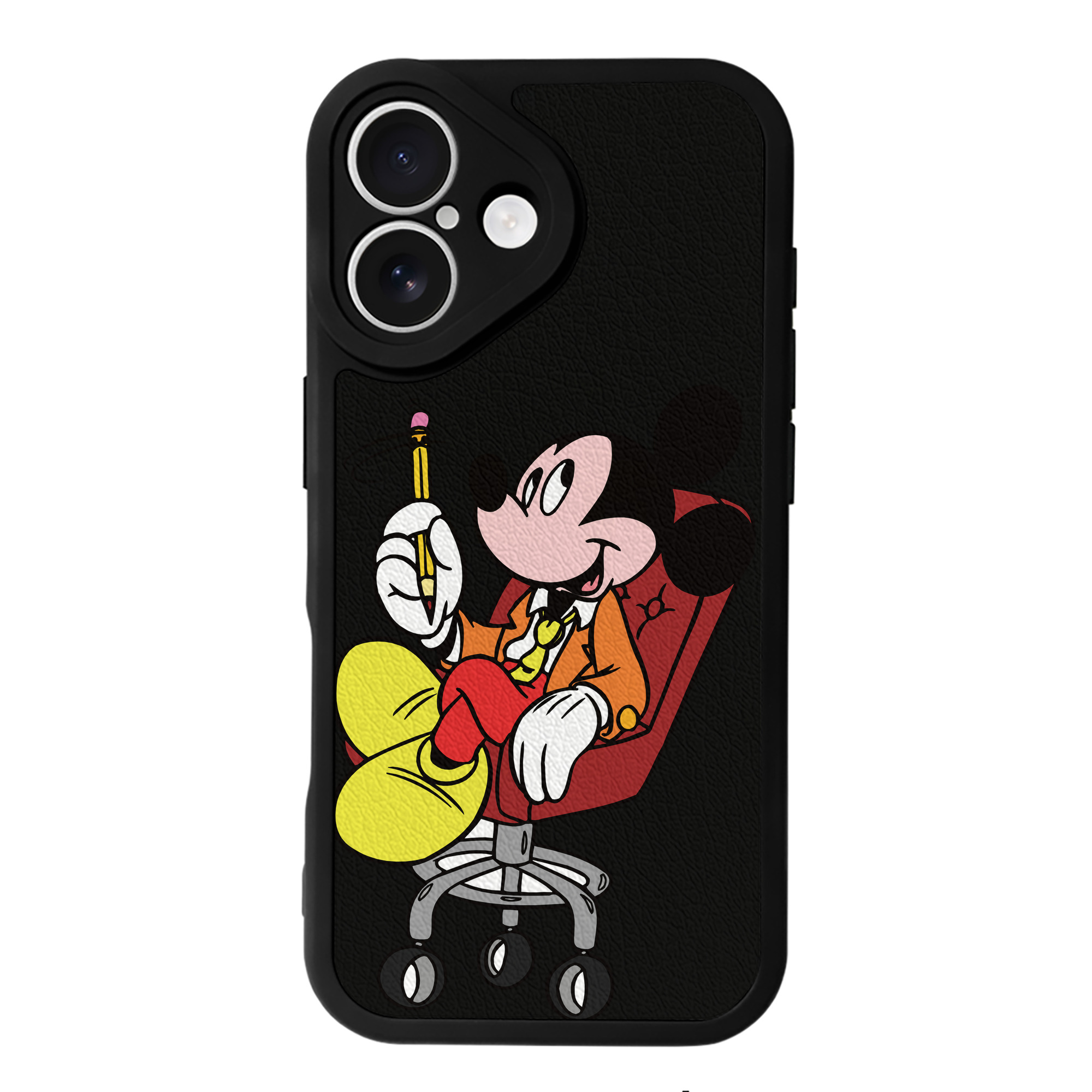 （画像用） ミッキーマウス Mickey Mouse 【iPhone 16シリーズ対応】シリコンスマホケース（レザー調） 材質：シリコン
